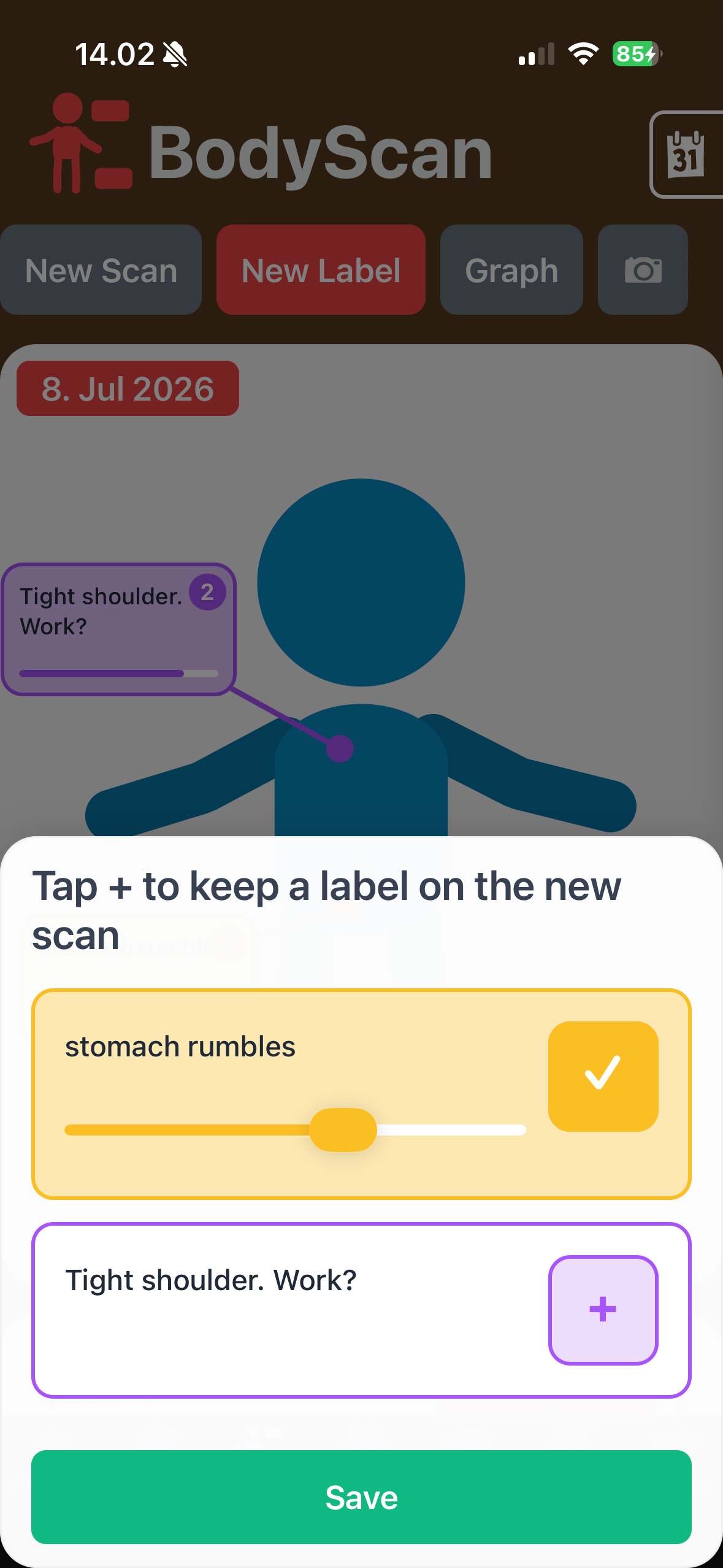 Using Body Scan in the app billede 2